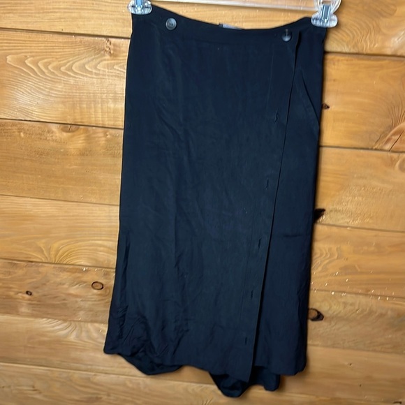Rachel Comey Women’s 100 % Silk Skort Culottes 2 black Midi wrap buttons pockets - Picture 1 of 11